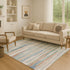 8' X 10' Linen Copper And Ivory Striped Washable Area Rug With UV Protection