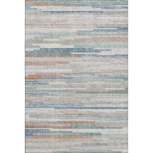 8' X 10' Linen Copper And Ivory Striped Washable Area Rug With UV Protection