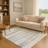 8' X 10' Linen Copper And Ivory Striped Washable Area Rug With UV Protection
