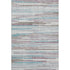 8' X 10' Teal Beige And Ivory Striped Washable Area Rug With UV Protection