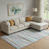 9' X 12' Teal Beige And Ivory Striped Washable Area Rug With UV Protection