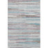 9' X 12' Teal Beige And Ivory Striped Washable Area Rug With UV Protection