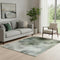 5' X 8' Pale Aqua Beige And Ivory Abstract Washable Area Rug With UV Protection