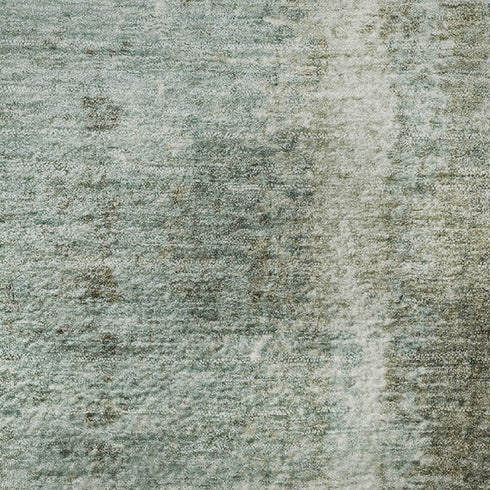 5' X 8' Pale Aqua Beige And Ivory Abstract Washable Area Rug With UV Protection