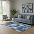 5' X 8' Blue And Gray Geometric Washable Area Rug With UV Protection