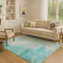 9' X 12' Teal And Beige Geometric Washable Area Rug With UV Protection