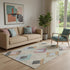 5' X 8' Beige Blue And Copper Geometric Washable Area Rug With UV Protection