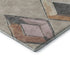 5' X 8' Beige Blue And Copper Geometric Washable Area Rug With UV Protection