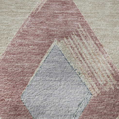 5' X 8' Beige Blue And Copper Geometric Washable Area Rug With UV Protection