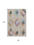 8' X 10' Beige Blue And Copper Geometric Washable Area Rug With UV Protection