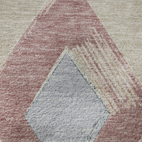 8' X 10' Beige Blue And Copper Geometric Washable Area Rug With UV Protection
