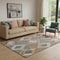 5' X 8' Brown Blue And Beige Geometric Washable Area Rug With UV Protection