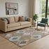 5' X 8' Brown Blue And Beige Geometric Washable Area Rug With UV Protection