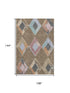 9' X 12' Brown Blue And Beige Geometric Washable Area Rug With UV Protection