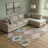 9' X 12' Brown Blue And Beige Geometric Washable Area Rug With UV Protection