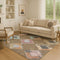 9' X 12' Brown Blue And Beige Geometric Washable Area Rug With UV Protection