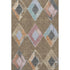 9' X 12' Brown Blue And Beige Geometric Washable Area Rug With UV Protection