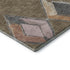9' X 12' Brown Blue And Beige Geometric Washable Area Rug With UV Protection