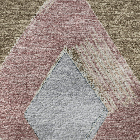 9' X 12' Brown Blue And Beige Geometric Washable Area Rug With UV Protection