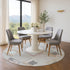 8' Gray Beige And Charcoal Geometric Washable Round Rug With UV Protection