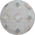 8' Gray Beige And Charcoal Geometric Washable Round Rug With UV Protection