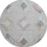 8' Gray Beige And Charcoal Geometric Washable Round Rug With UV Protection