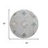 8' Gray Beige And Charcoal Geometric Washable Round Rug With UV Protection