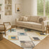 9' X 12' Ivory Blue And Gold Geometric Washable Area Rug With UV Protection