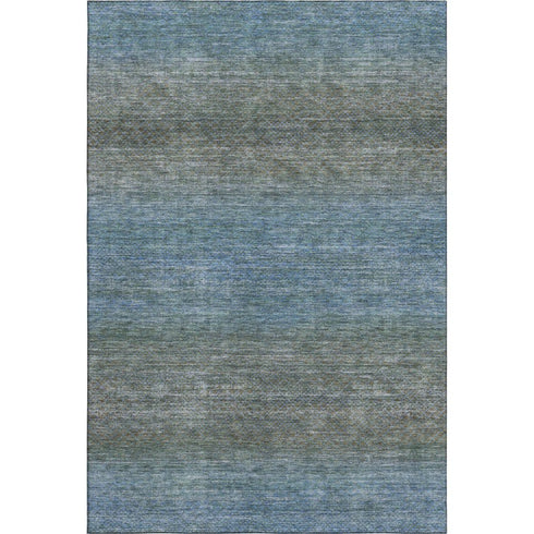 5' X 8' Blue And Taupe Geometric Washable Area Rug With UV Protection