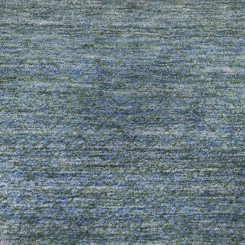 5' X 8' Blue And Taupe Geometric Washable Area Rug With UV Protection