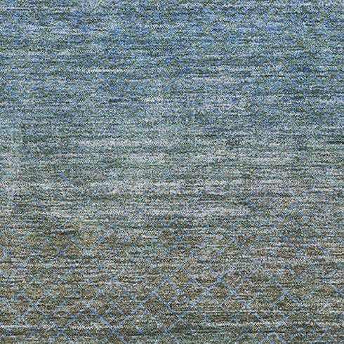 5' X 8' Blue And Taupe Geometric Washable Area Rug With UV Protection