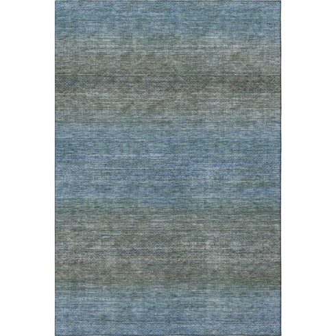 5' X 8' Blue And Taupe Geometric Washable Area Rug With UV Protection