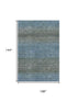 9' X 12' Blue And Taupe Geometric Washable Area Rug With UV Protection
