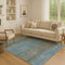 9' X 12' Blue And Taupe Geometric Washable Area Rug With UV Protection