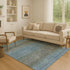 9' X 12' Blue And Taupe Geometric Washable Area Rug With UV Protection