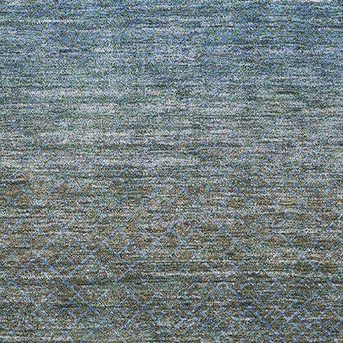 9' X 12' Blue And Taupe Geometric Washable Area Rug With UV Protection