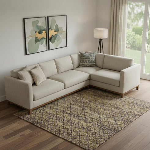 9' X 12' Eggplant And Brown Geometric Washable Area Rug With UV Protection