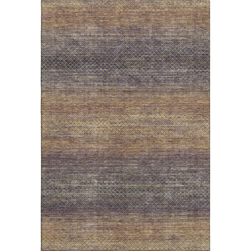 9' X 12' Eggplant And Brown Geometric Washable Area Rug With UV Protection