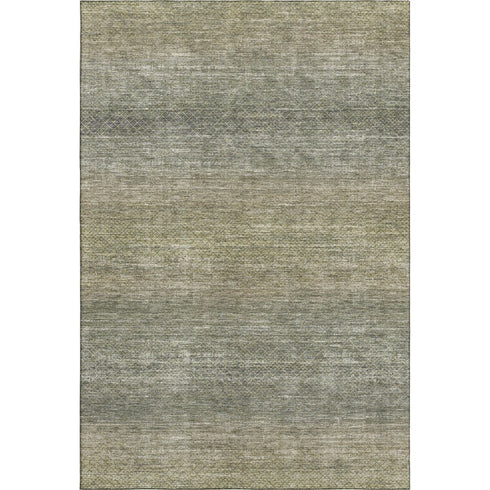 5' X 8' Fern Green And Gray Geometric Washable Area Rug With UV Protection