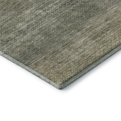 5' X 8' Fern Green And Gray Geometric Washable Area Rug With UV Protection
