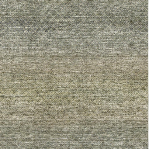 5' X 8' Fern Green And Gray Geometric Washable Area Rug With UV Protection
