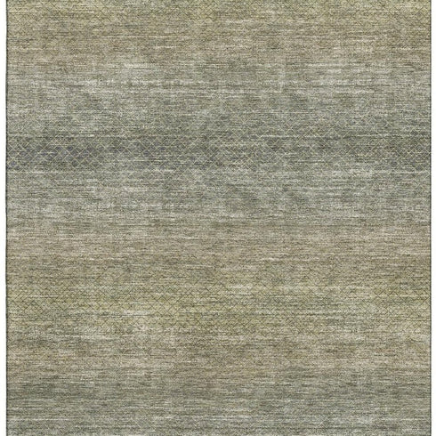 5' X 8' Fern Green And Gray Geometric Washable Area Rug With UV Protection