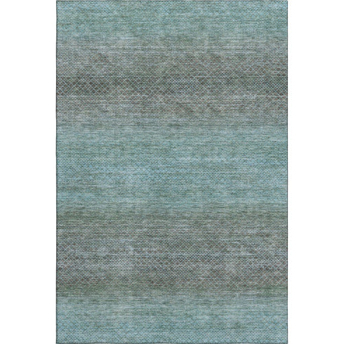 8' X 10' Teal And Brown Geometric Washable Area Rug With UV Protection