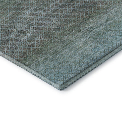 8' X 10' Teal And Brown Geometric Washable Area Rug With UV Protection