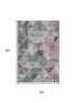 5' X 8' Blush Green And Ivory Geometric Washable Area Rug With UV Protection