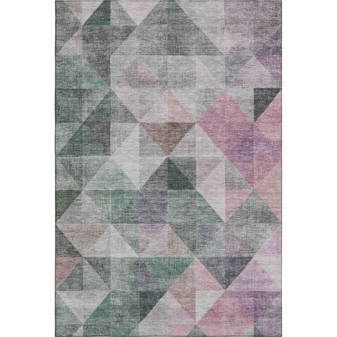 8' X 10' Blush Green And Ivory Geometric Washable Area Rug With UV Protection