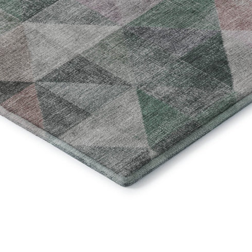 8' X 10' Blush Green And Ivory Geometric Washable Area Rug With UV Protection