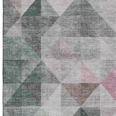 8' X 10' Blush Green And Ivory Geometric Washable Area Rug With UV Protection