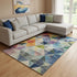 8' X 10' Beige Blue And Orange Geometric Washable Area Rug With UV Protection