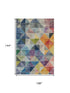 9' X 12' Beige Blue And Orange Geometric Washable Area Rug With UV Protection